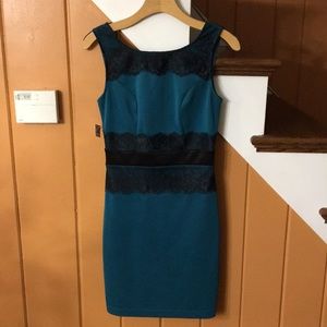 ModCloth Mystic Teal and Black Lace Bodycon Dress